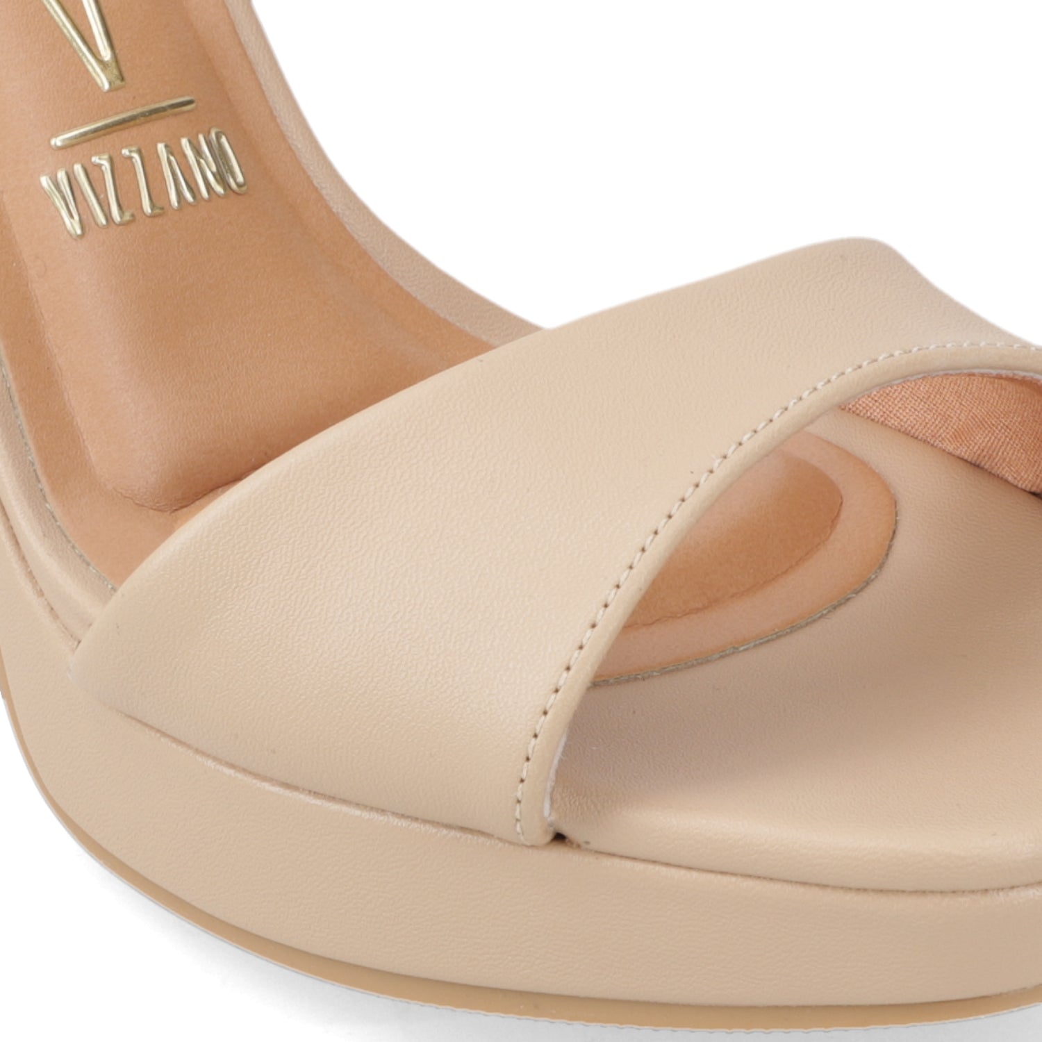 Sandalia Taco Ancho Alto Beige Vizzano Ecocuero 34 / Beige