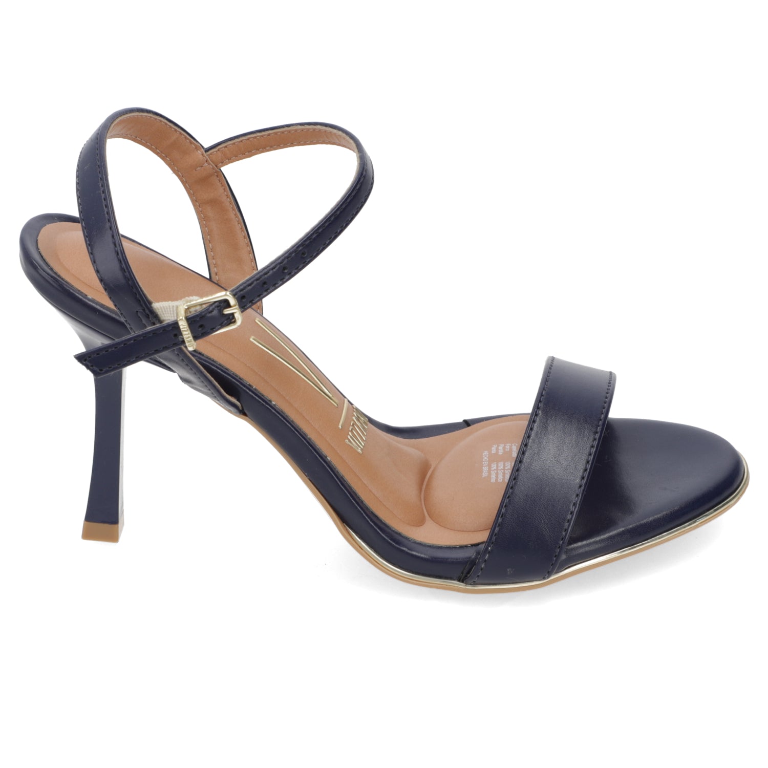 Sandalia Taco Aguja Alto Azul Marino Vizzano Ecocuero 34 / Azul Marino