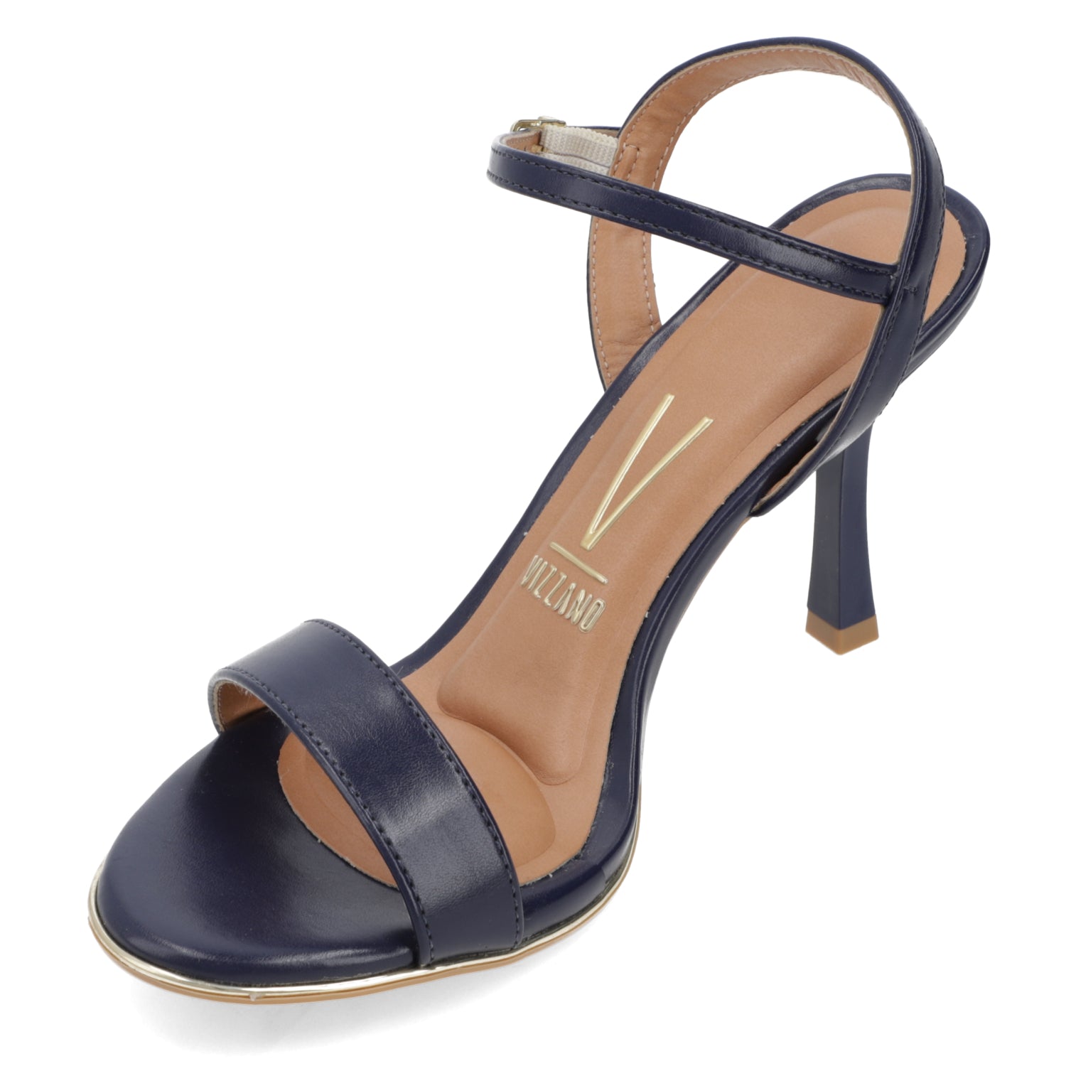 Sandalia Taco Aguja Alto Azul Marino Vizzano Ecocuero 34 / Azul Marino