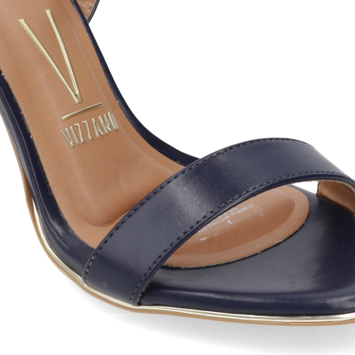 Sandalia Taco Aguja Alto Azul Marino Vizzano Ecocuero 34 / Azul Marino