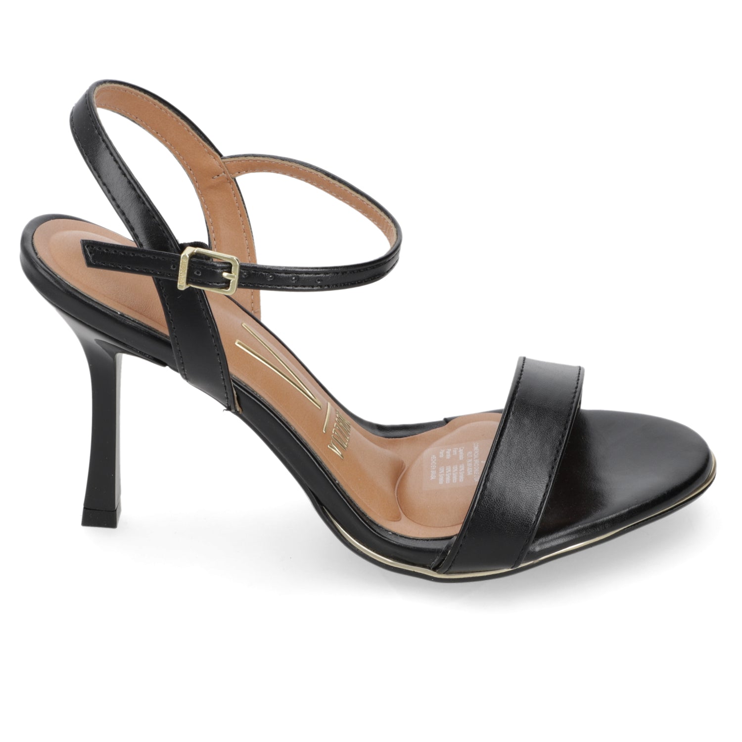 Sandalia Taco Aguja Alto Negro Vizzano Ecocuero 34 / Negro