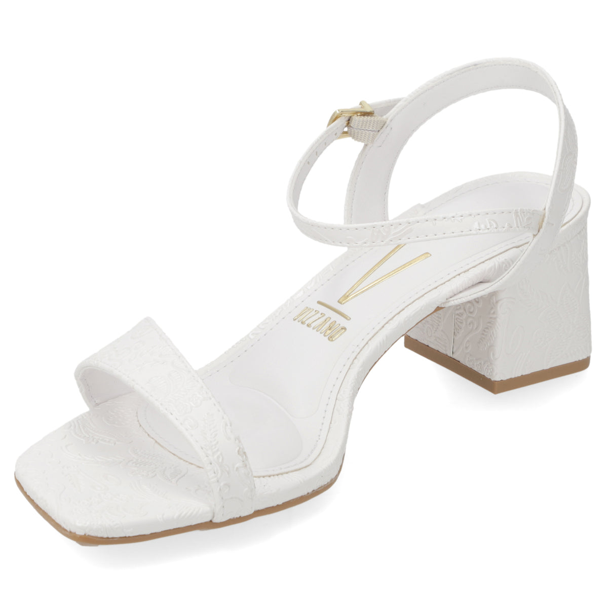 Sandalias de Novia Taco Ancho Bajo Blanco Vizzano 35 / Blanco