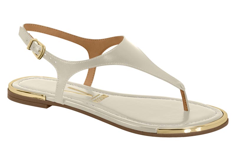 Sandalia Plana Mujer Tipo Ojota con Pulsera Blanca Off Vizzano