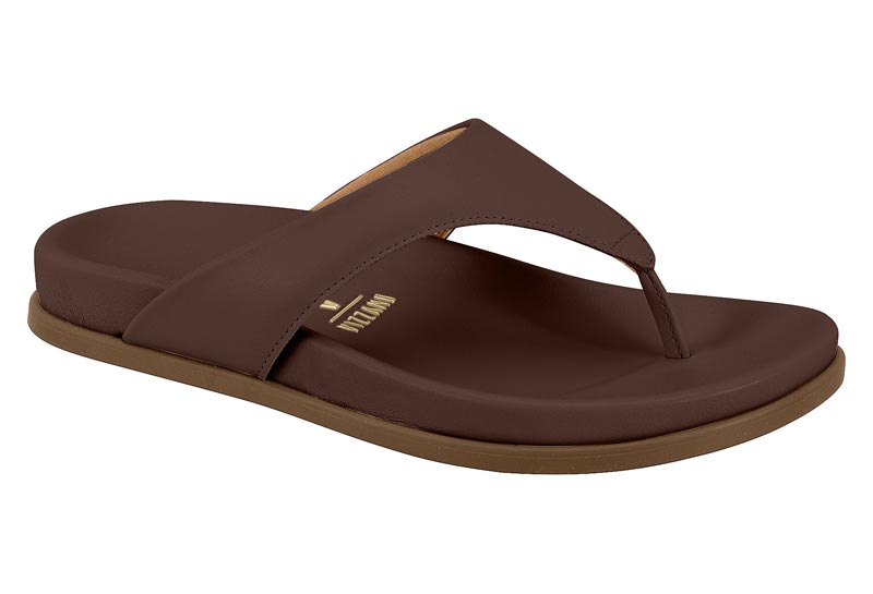 Sandalia Mujer Taco Medio Tipo Ojota Chocolate Vizzano