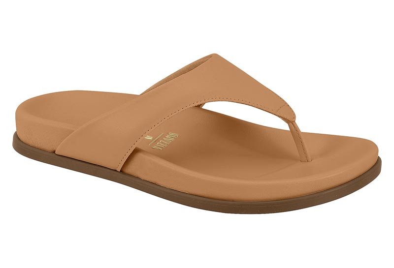 Sandalia Mujer Taco Medio Tipo Ojota Camel Vizzano