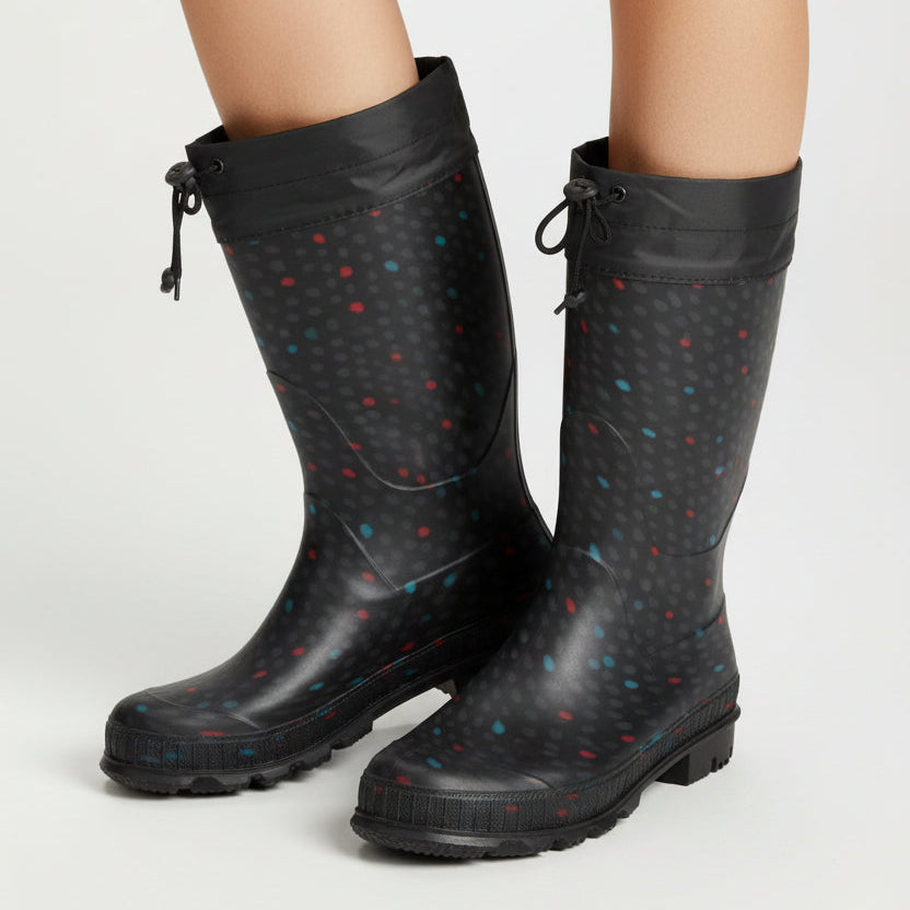 Bota de Agua Mujer Negra Puntos 35 / Negro