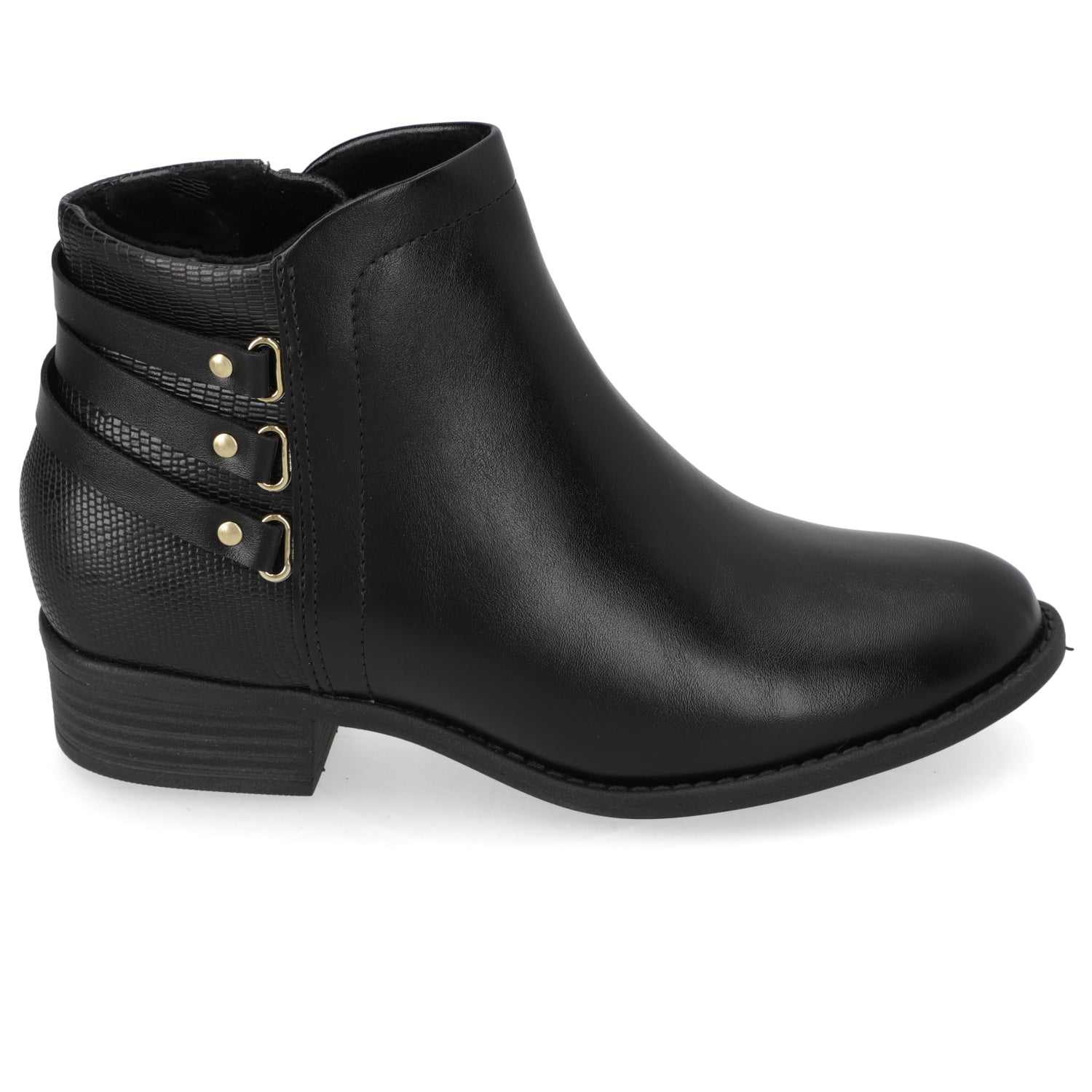 Botin Taco Ancho 3 cm Negro Modare