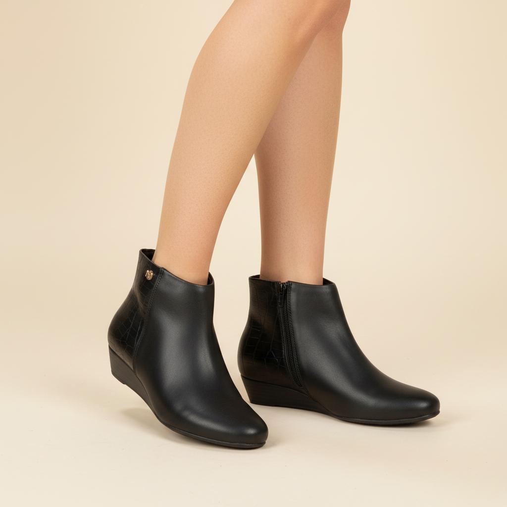 Botínes Taco Cuña Negro Modare