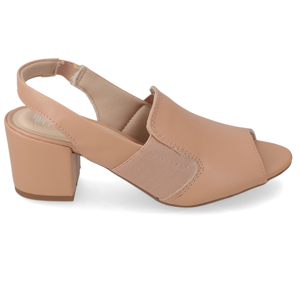 Sandalia Taco Ancho Napa Elastico Nude