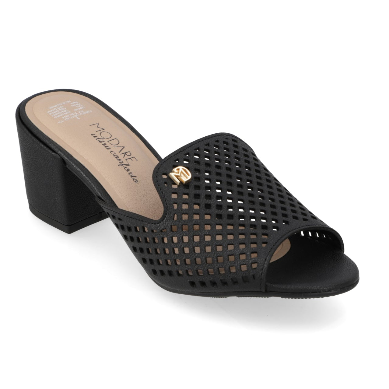 Sandalia Taco Cuadrado Negro 35 / Negro