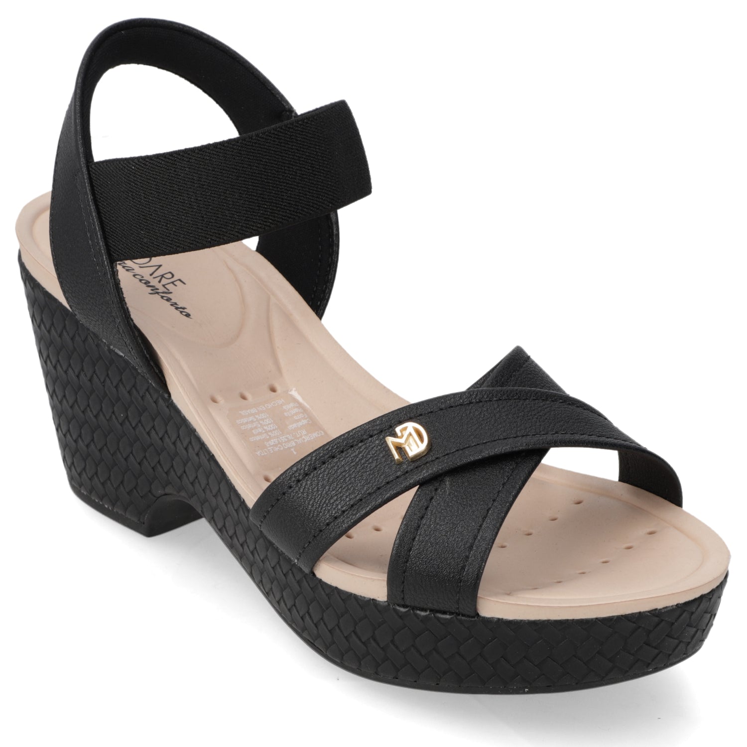 Sandalia Taco Cuña Medio Negro Modare Ecocuero 35 / Negro