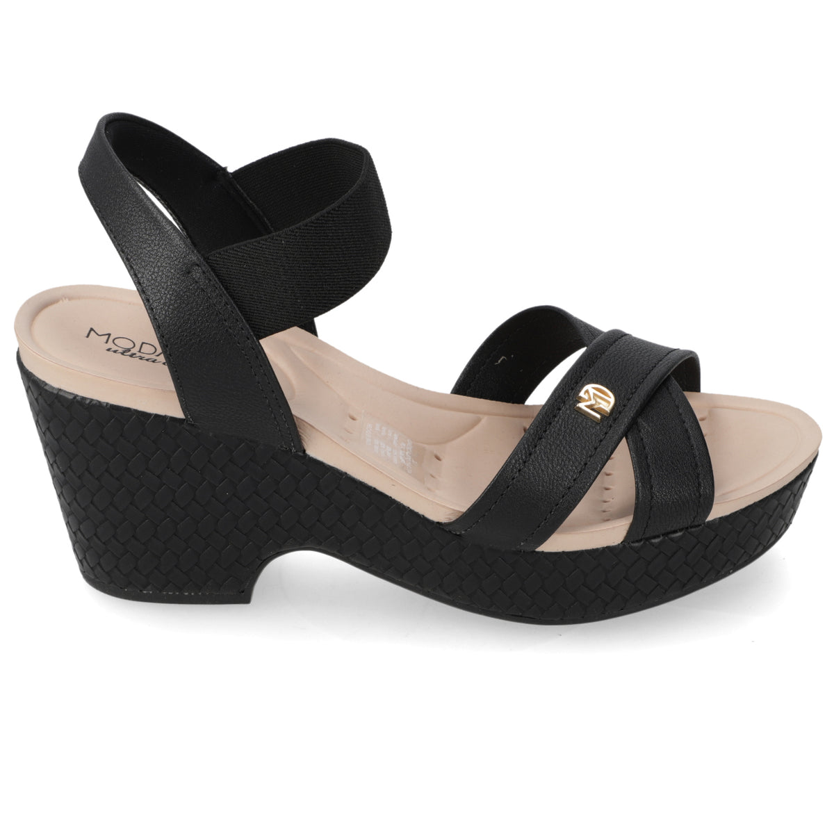 Sandalia Taco Cuña Medio Negro Modare Ecocuero 35 / Negro