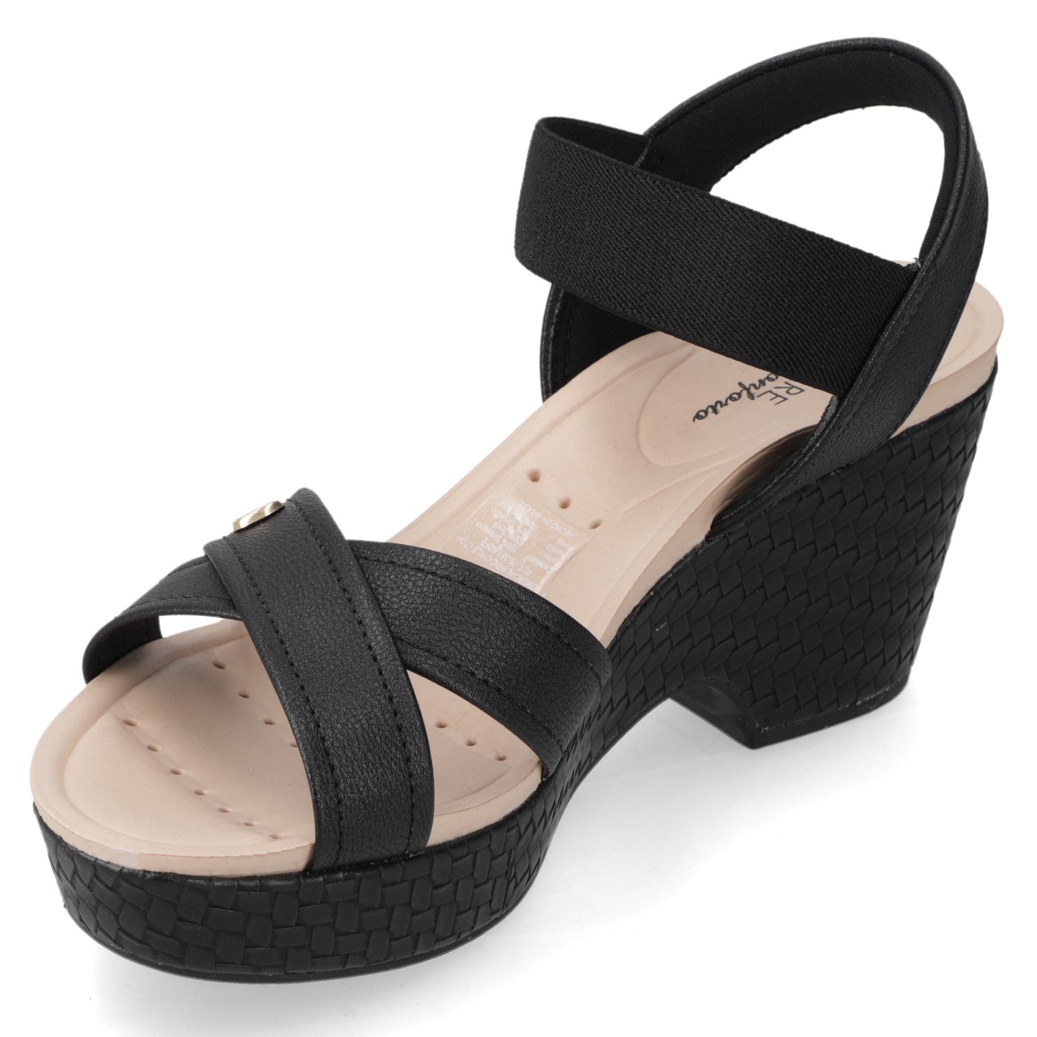Sandalia Taco Cuña Medio Negro Modare Ecocuero 35 / Negro