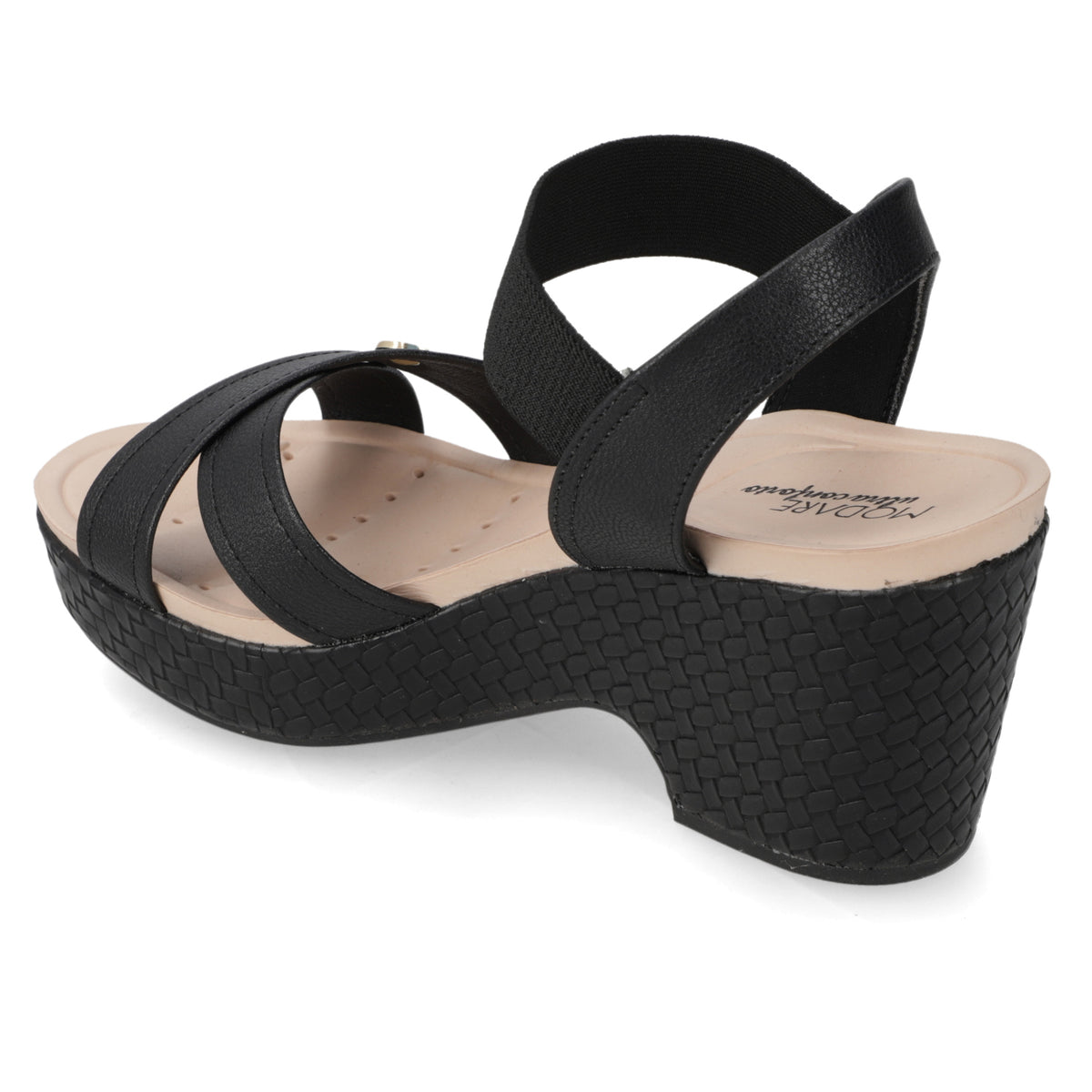 Sandalia Taco Cuña Medio Negro Modare Ecocuero 35 / Negro