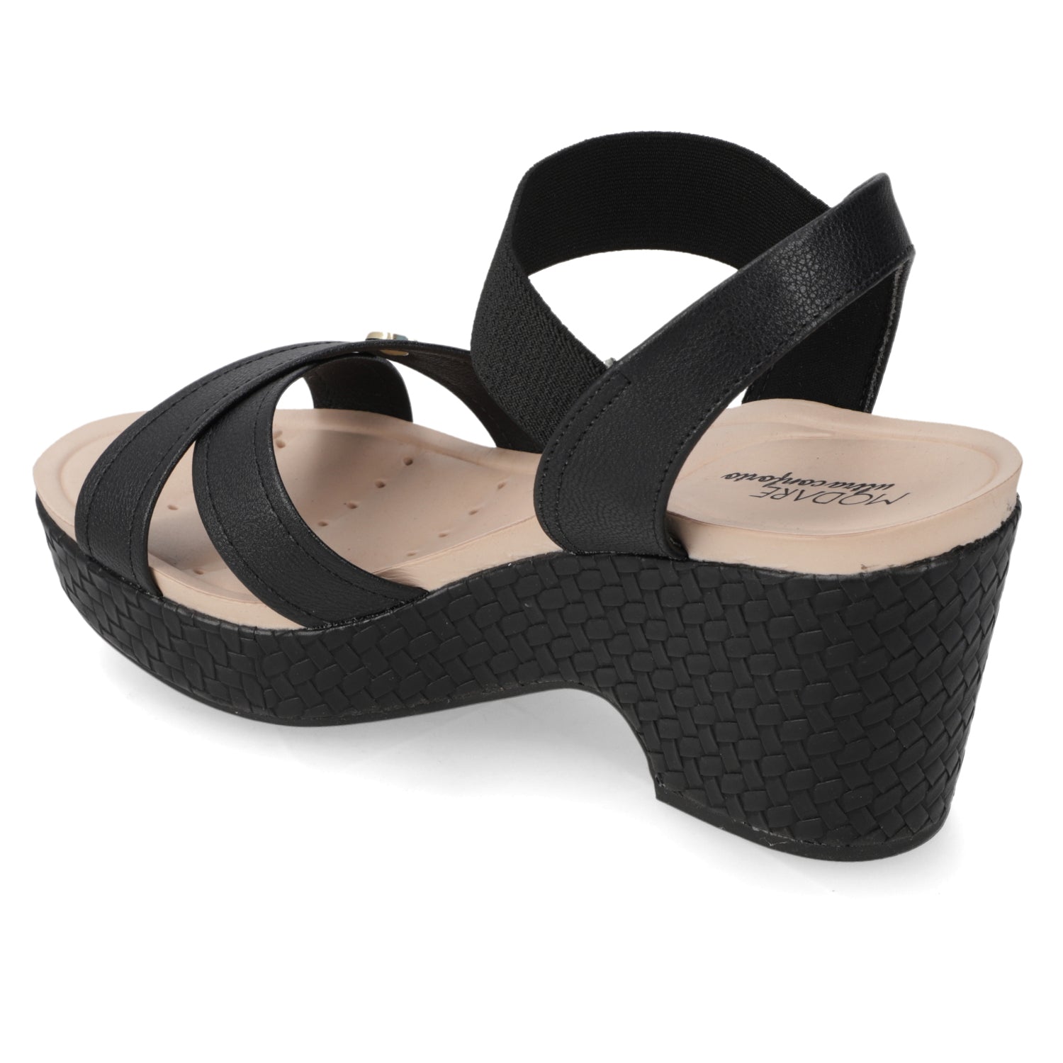 Sandalia Taco Cuña Medio Negro Modare Ecocuero 35 / Negro