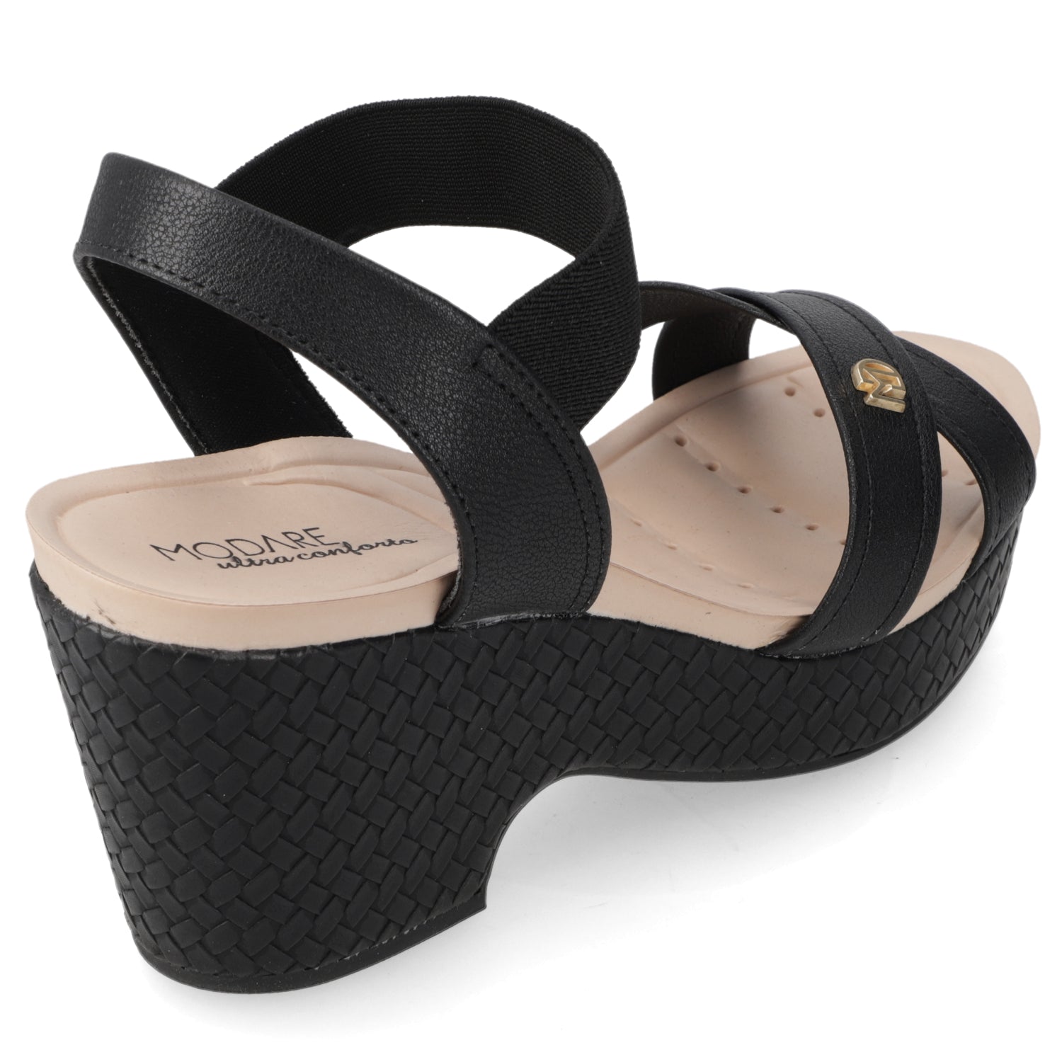 Sandalia Taco Cuña Medio Negro Modare Ecocuero 35 / Negro