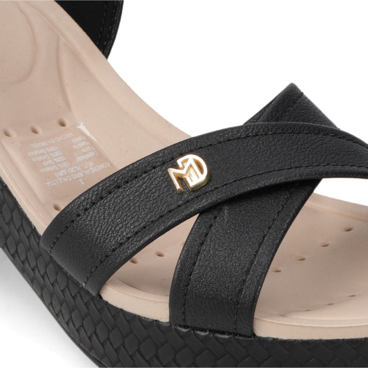 Sandalia Taco Cuña Medio Negro Modare Ecocuero 35 / Negro
