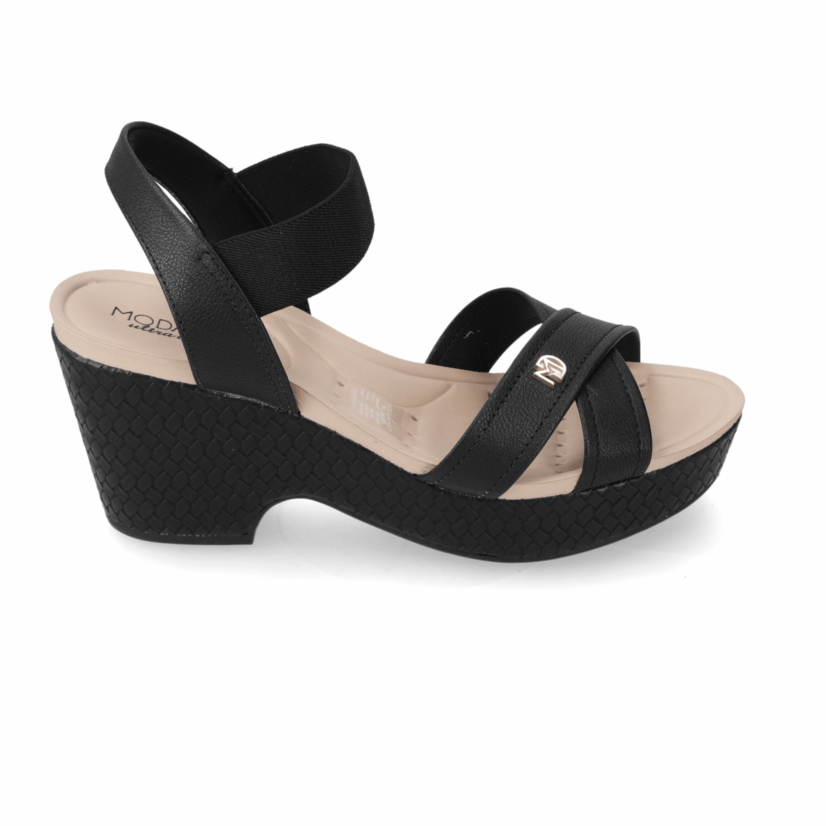 Sandalia Taco Cuña Medio Negro Modare Ecocuero 35 / Negro