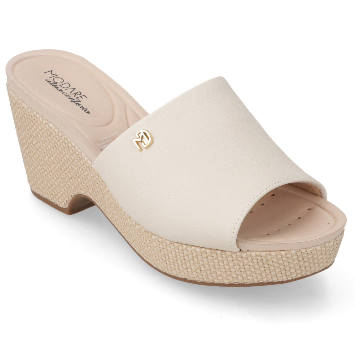 Sandalia Taco Cuña Medio Crema Modare Ecocuero 35 / Crema