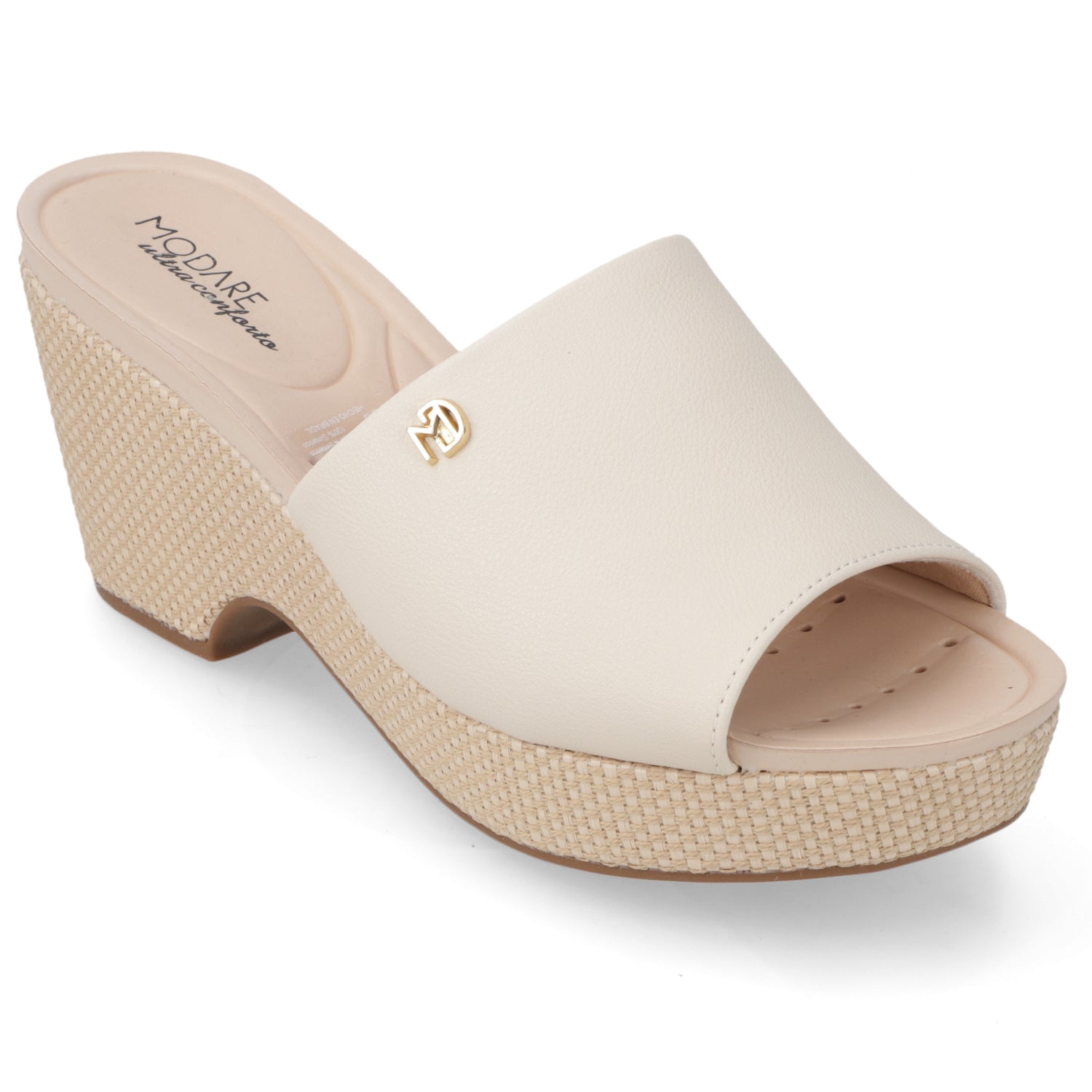 Sandalia Taco Cuña Medio Crema Modare Ecocuero 35 / Crema
