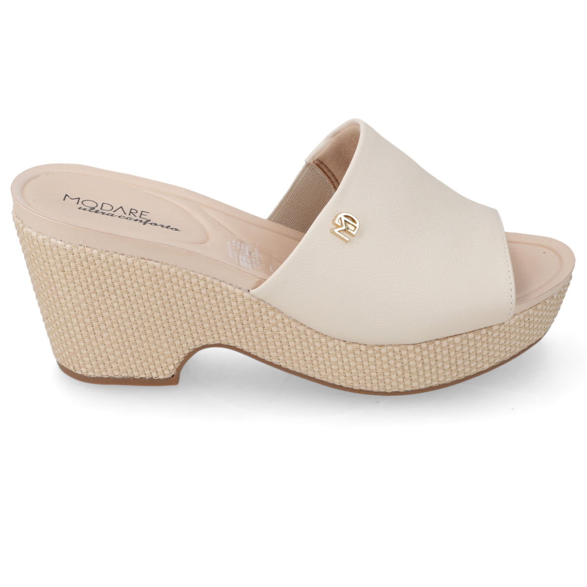 Sandalia Taco Cuña Medio Crema Modare Ecocuero 35 / Crema