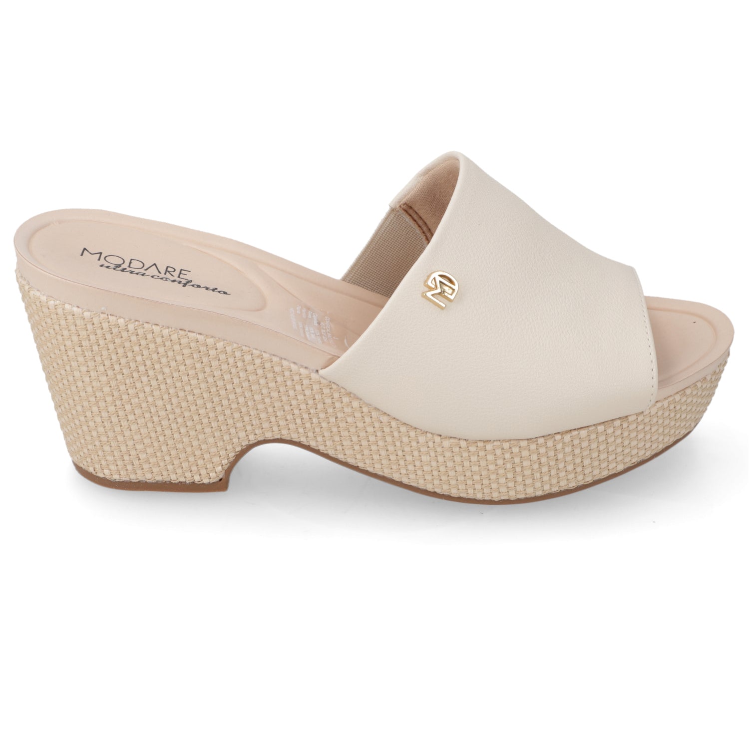 Sandalia Taco Cuña Medio Crema Modare Ecocuero 35 / Crema