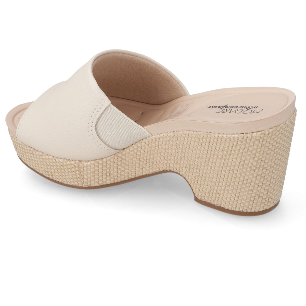 Sandalia Taco Cuña Medio Crema Modare Ecocuero 35 / Crema