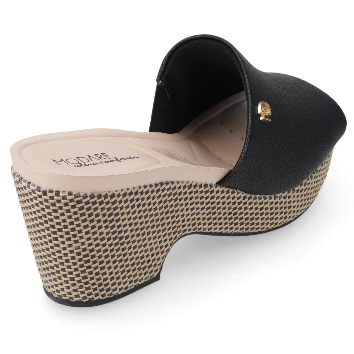 Sandalia Taco Cuña Medio Negro Modare Ecocuero 35 / Negro