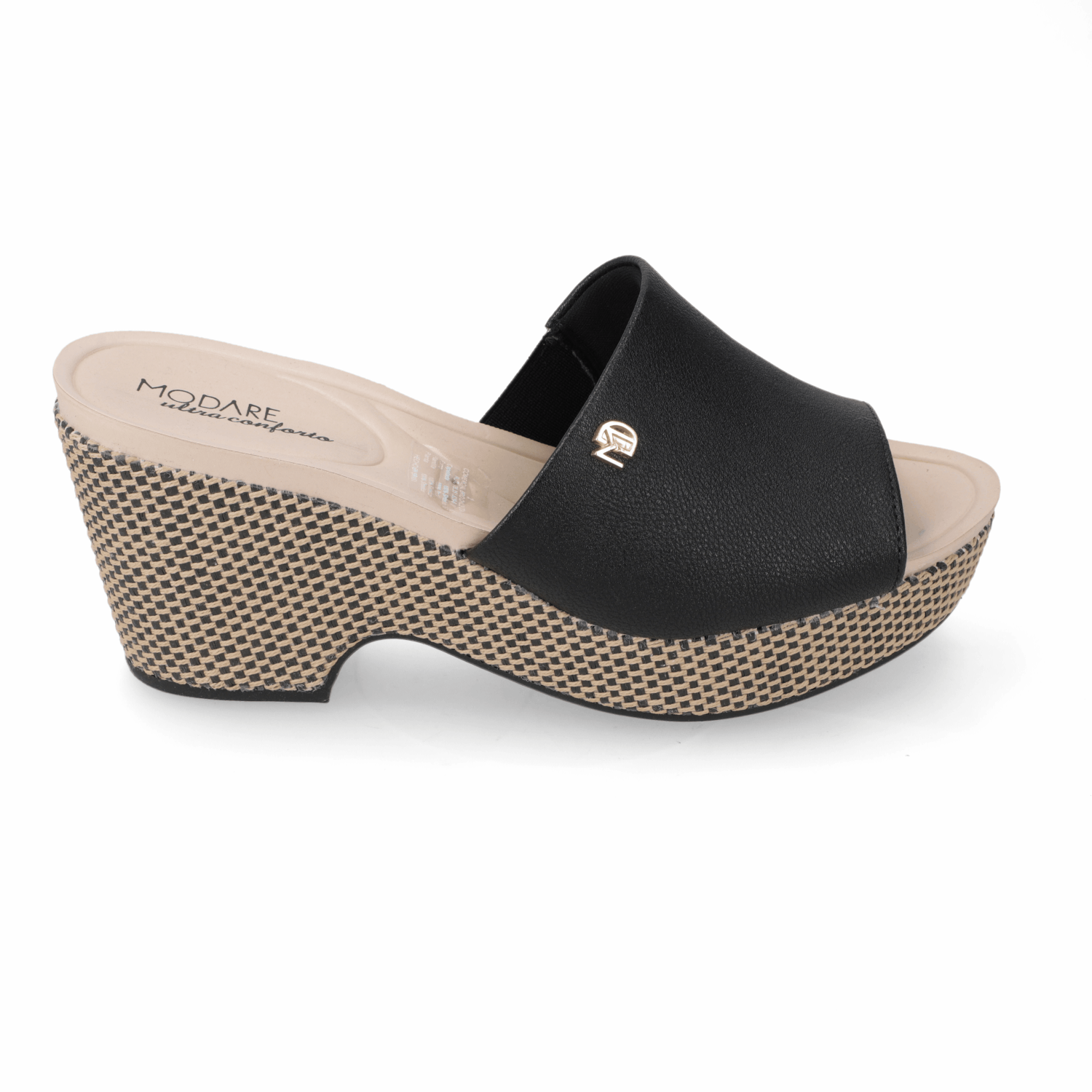 Sandalia Taco Cuña Medio Negro Modare Ecocuero 35 / Negro