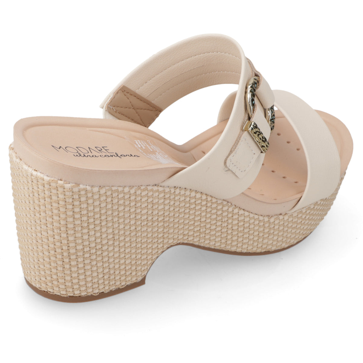 Sandalia Taco Cuña Medio Crema Modare Ecocuero 35 / Crema