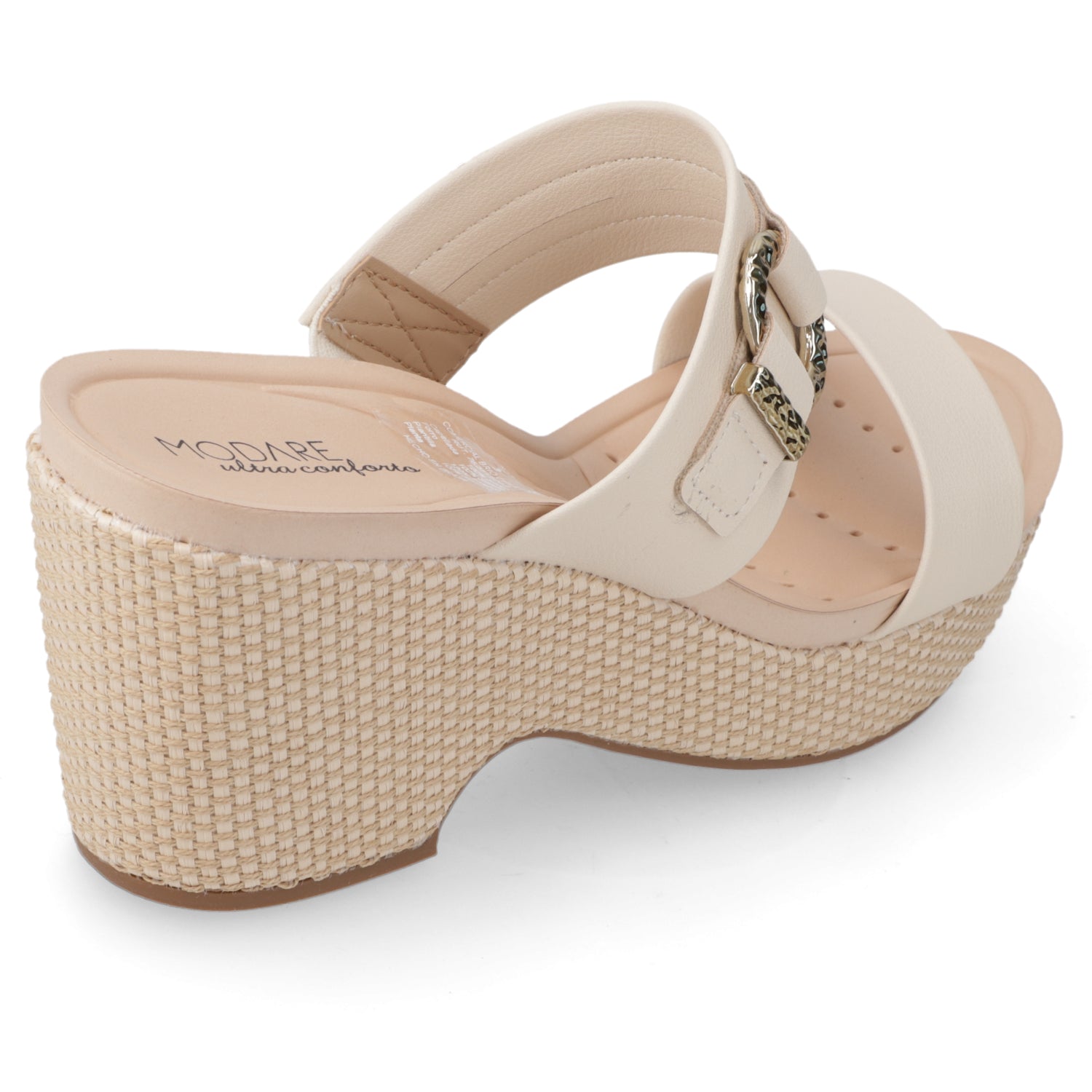 Sandalia Taco Cuña Medio Crema Modare Ecocuero 35 / Crema