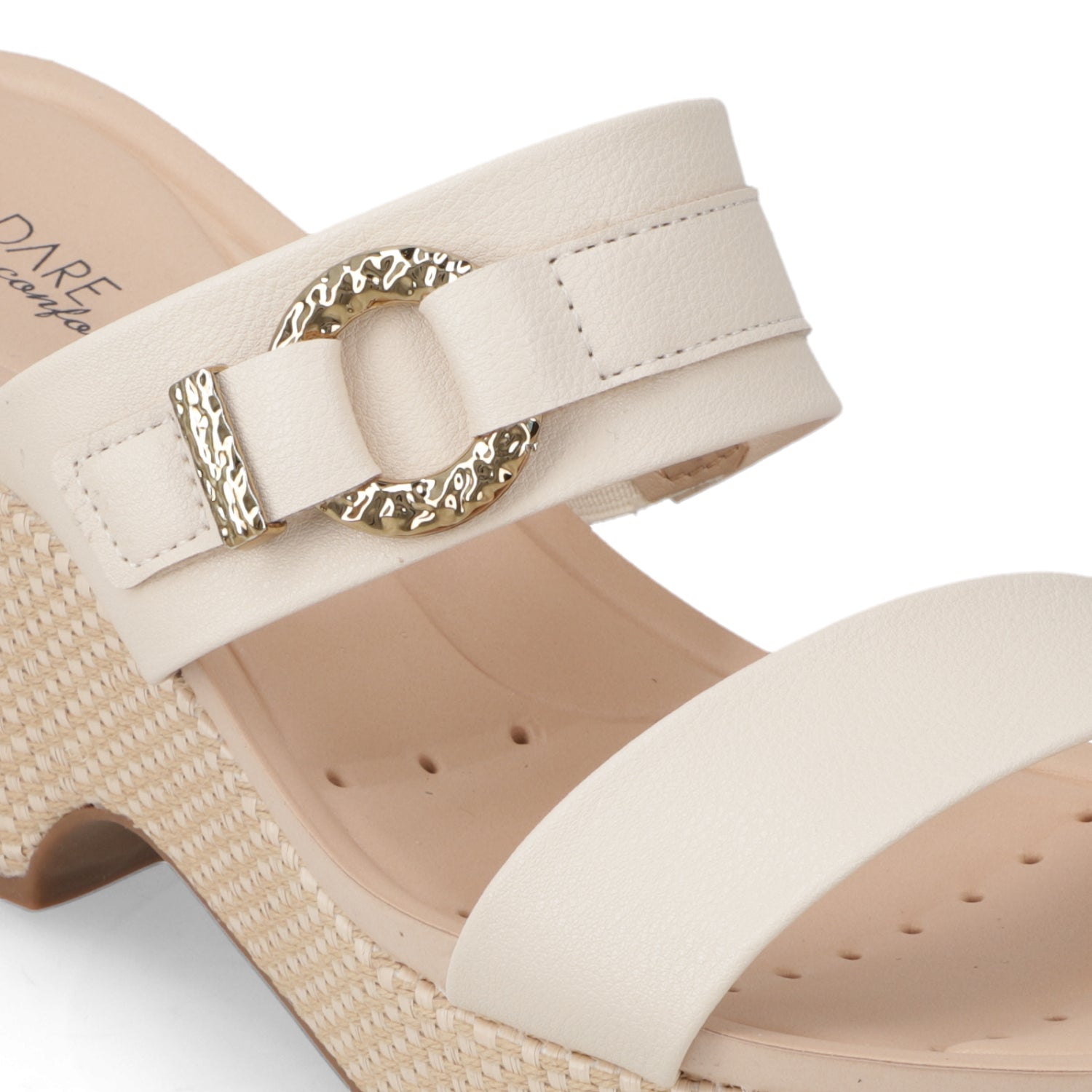 Sandalia Taco Cuña Medio Crema Modare Ecocuero 35 / Crema