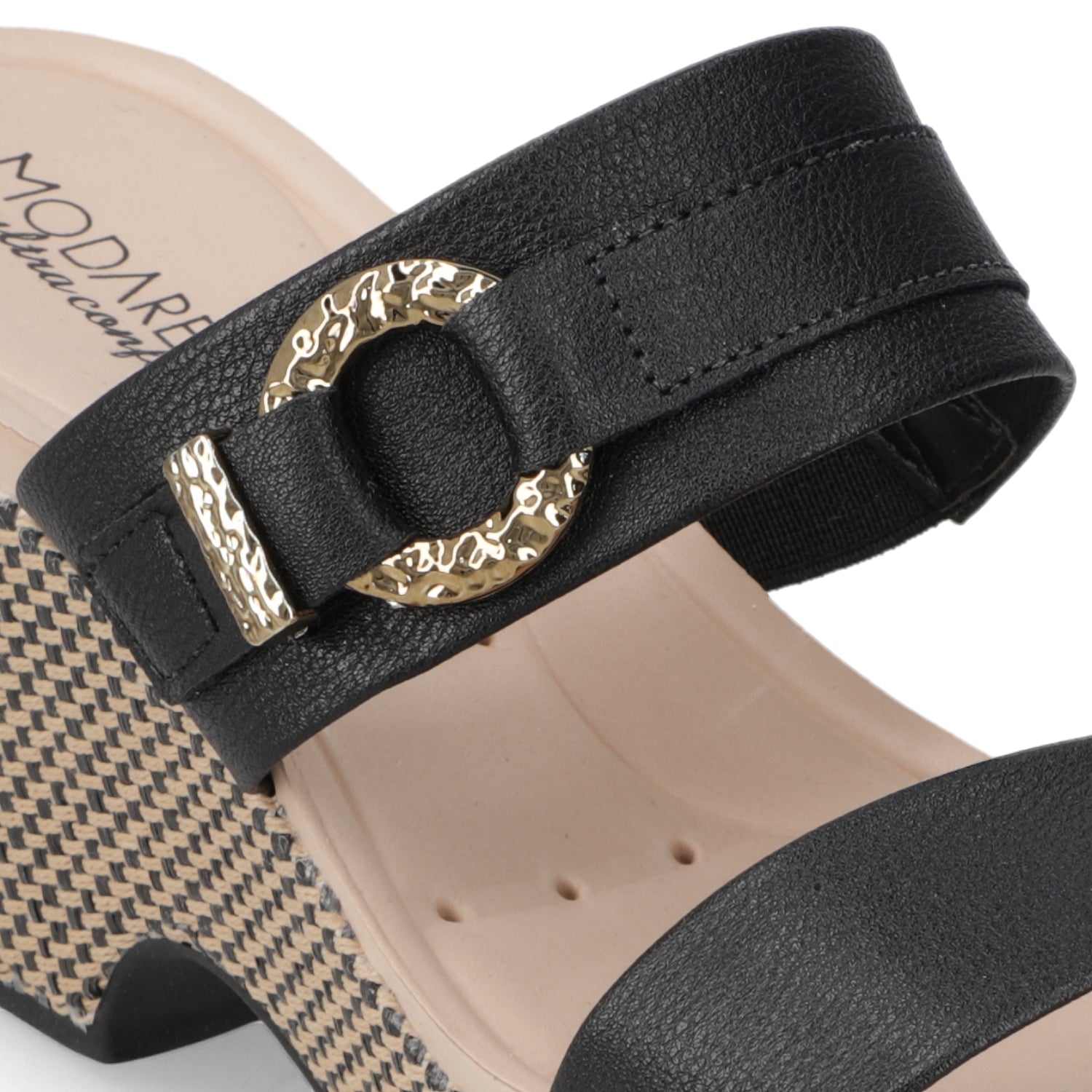 Sandalia Taco Cuña Medio Negro Modare Ecocuero 35 / Negro