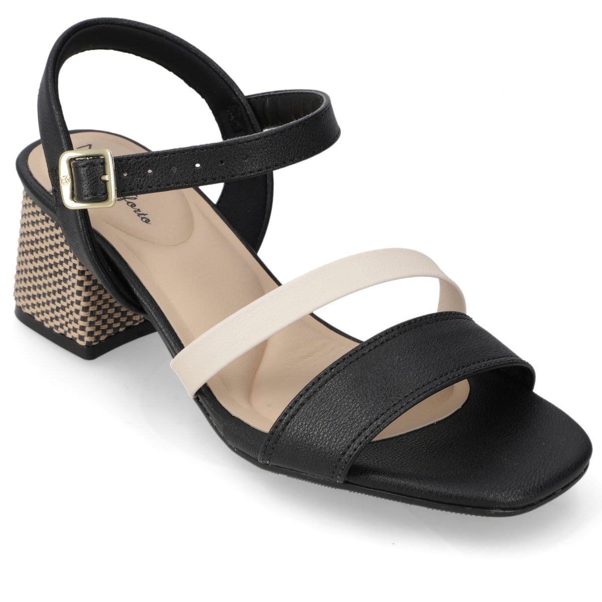 Sandalia Taco Ancho Medio Negro Modare Ecocuero 35 / Negro