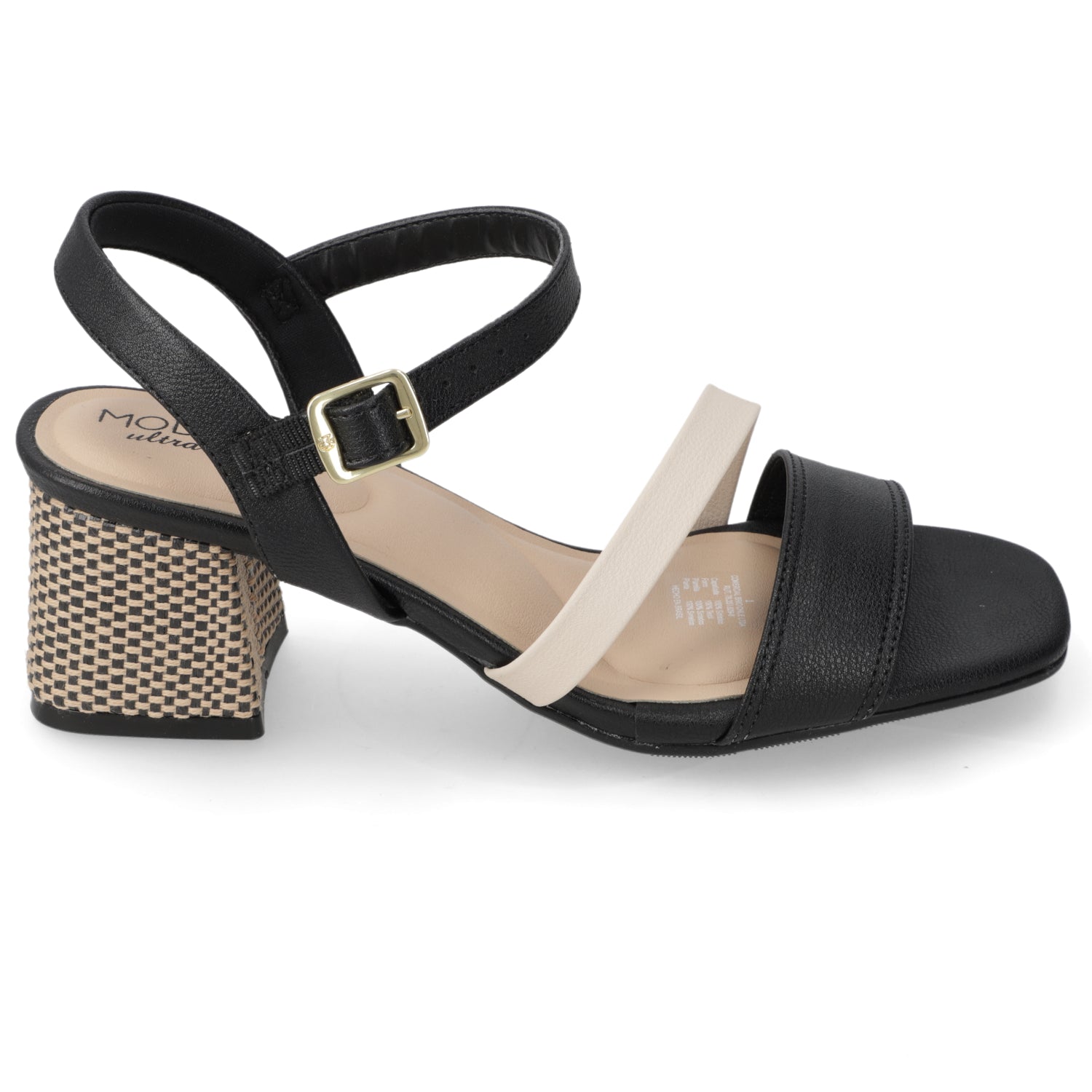 Sandalia Taco Ancho Medio Negro Modare Ecocuero 35 / Negro