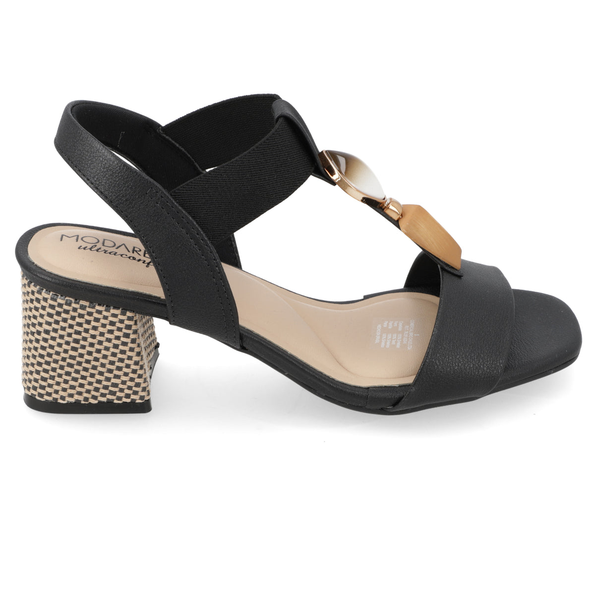 Sandalia Taco Ancho Medio Negro Modare Ecocuero 35 / Negro