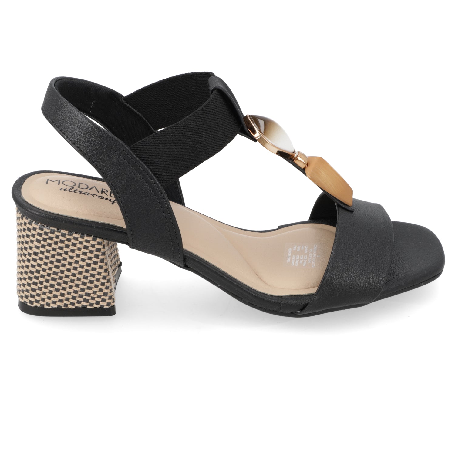Sandalia Taco Ancho Medio Negro Modare Ecocuero 35 / Negro