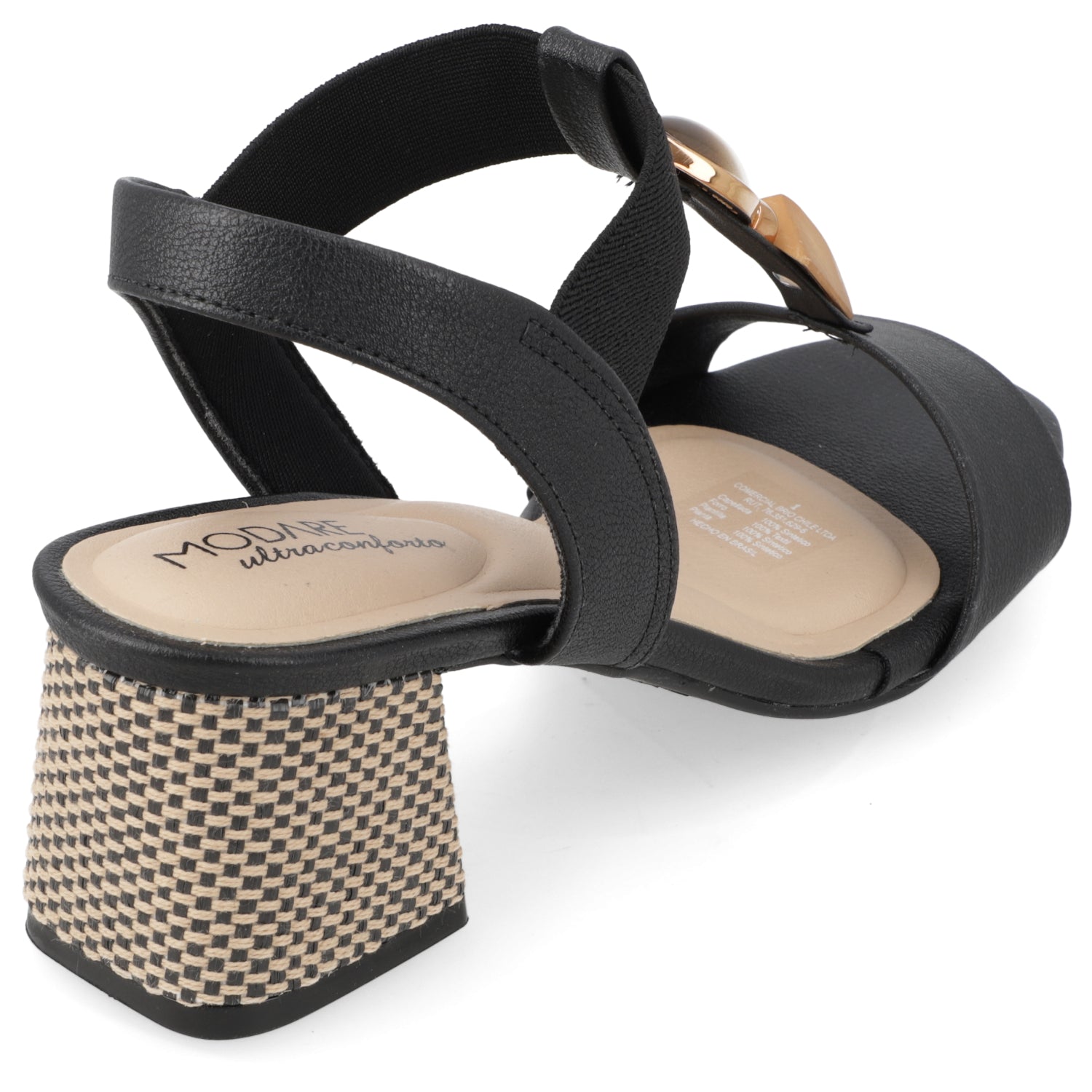 Sandalia Taco Ancho Medio Negro Modare Ecocuero 35 / Negro