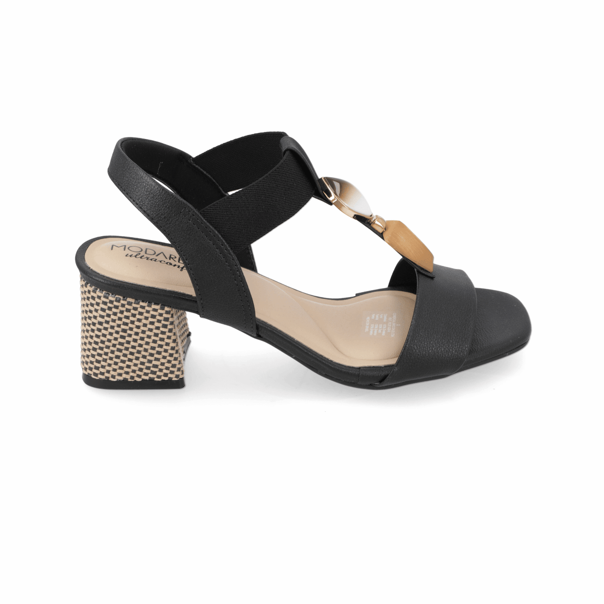 Sandalia Taco Ancho Medio Negro Modare Ecocuero 35 / Negro