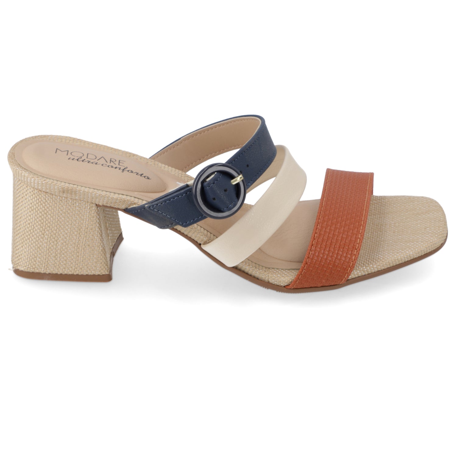 Sandalia Taco Cuadrado Beige