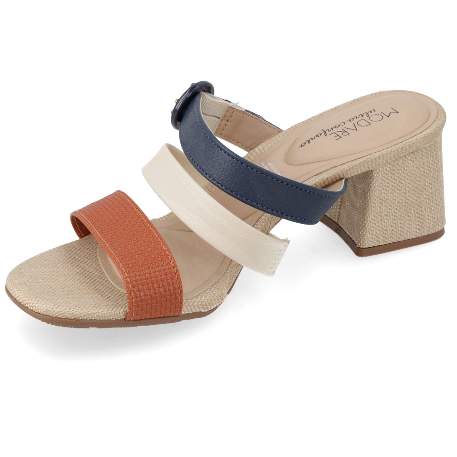 Sandalia Taco Cuadrado Beige