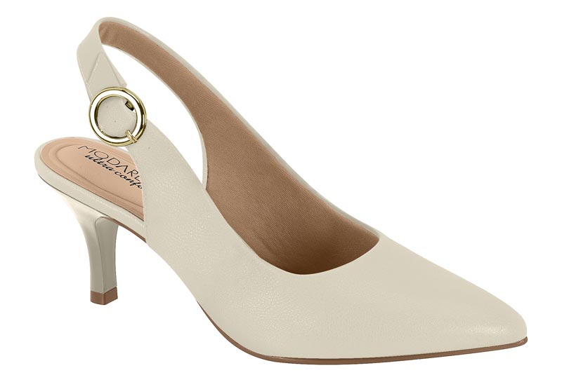 Stiletto Mujer Taco Medio Slingback Blanco Off Modare