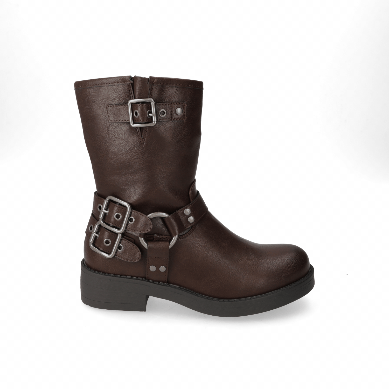 Bota Café con Hebillas 35 / Chocolate