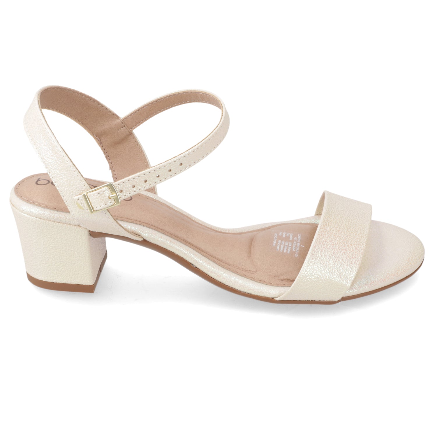 Sandalia Taco Ancho Medio Crema Beira Rio Textil Glitter 35 / Crema