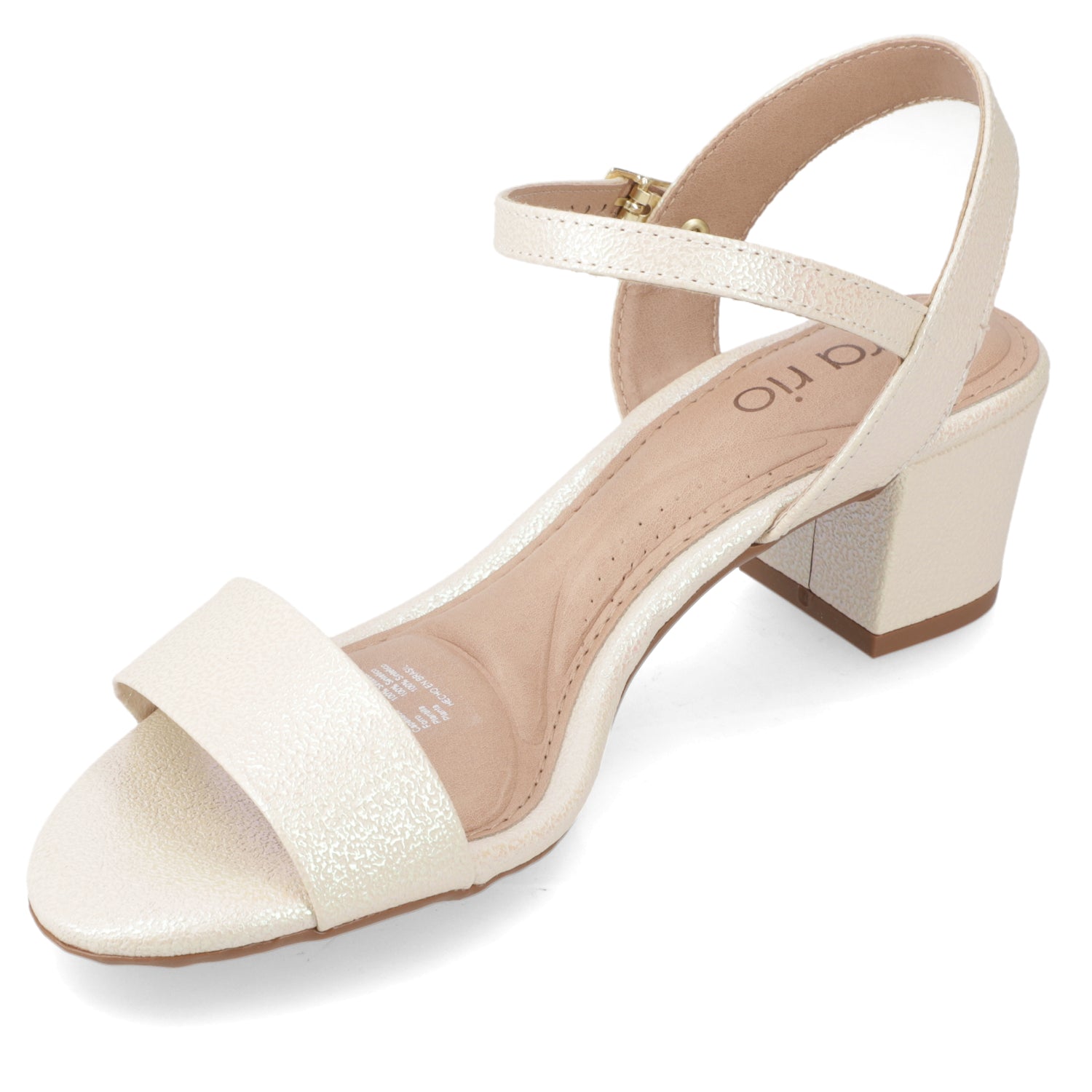 Sandalia Taco Ancho Medio Crema Beira Rio Textil Glitter 35 / Crema