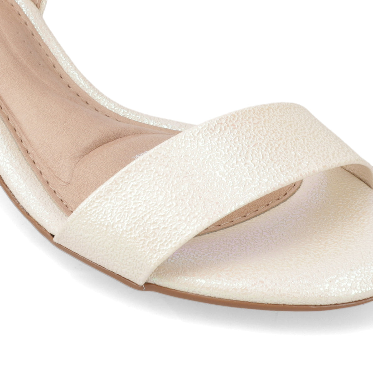 Sandalia Taco Ancho Medio Crema Beira Rio Textil Glitter 35 / Crema