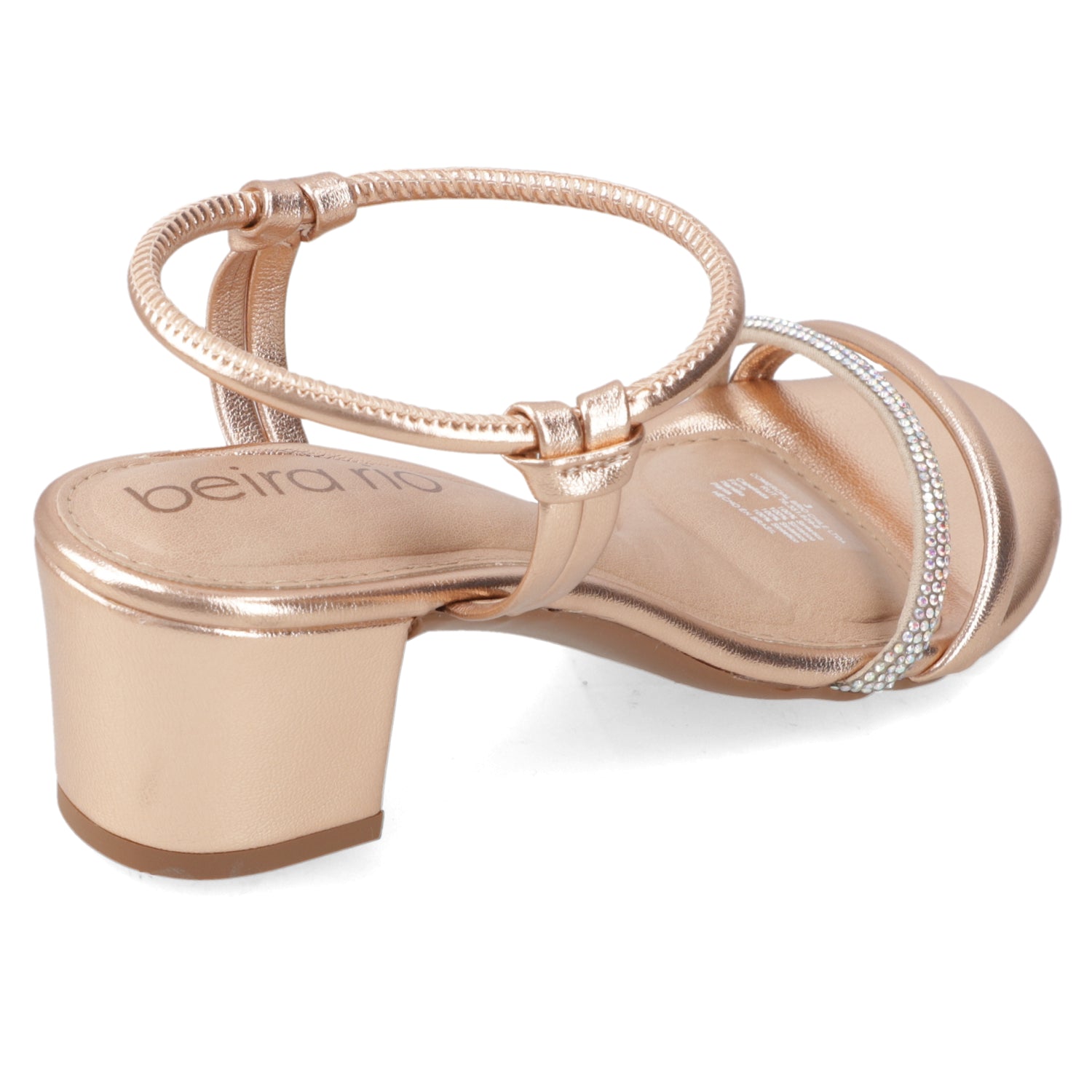 Sandalia Taco Ancho Medio Rose Gold Beira Rio Ecocuero Metalizado 35 / Rose Gold