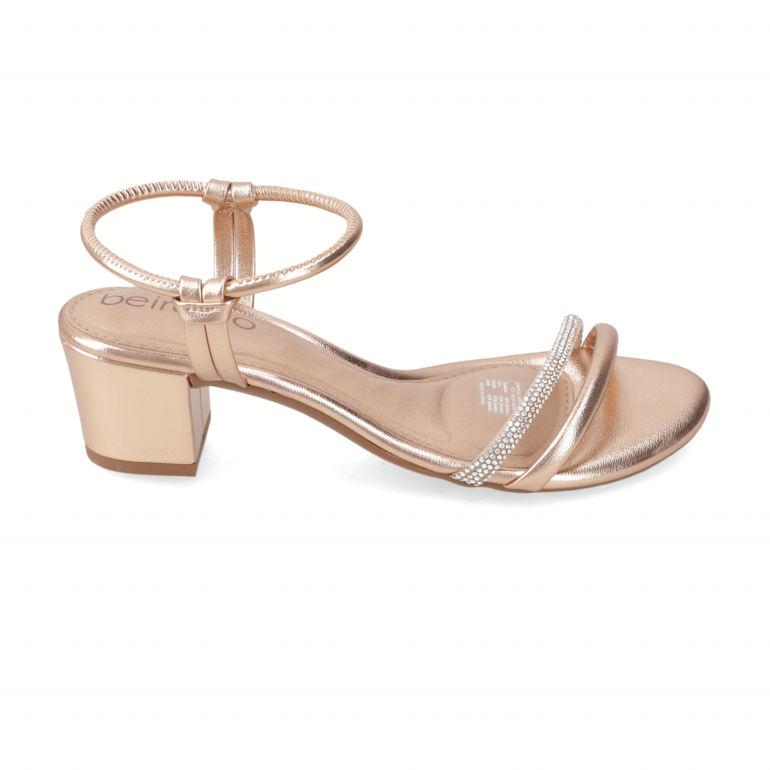 Sandalia Taco Ancho Medio Rose Gold Beira Rio Ecocuero Metalizado 35 / Rose Gold