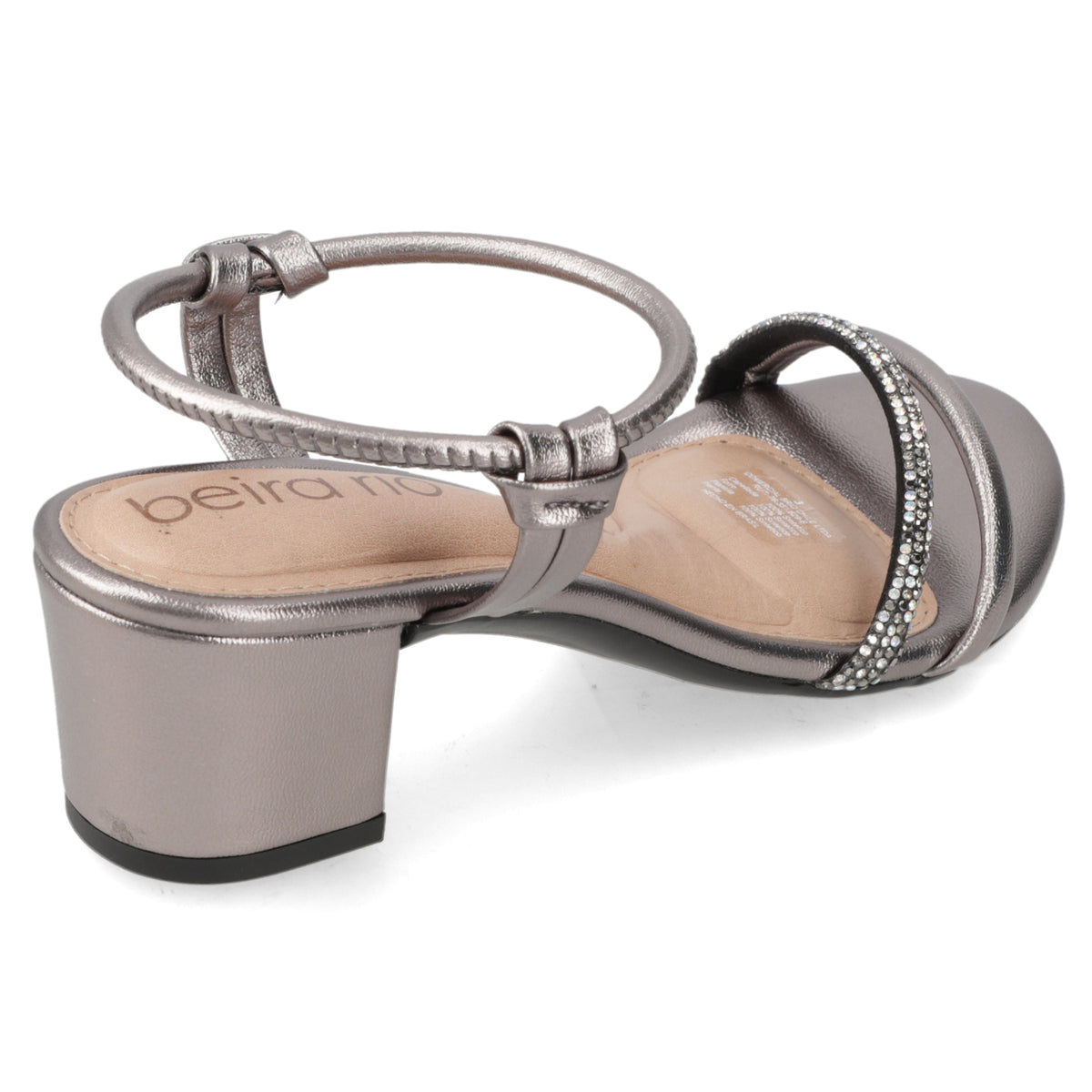 Sandalia Taco Ancho Medio Grafito Beira Rio Ecocuero Metalizado 35 / Grafito