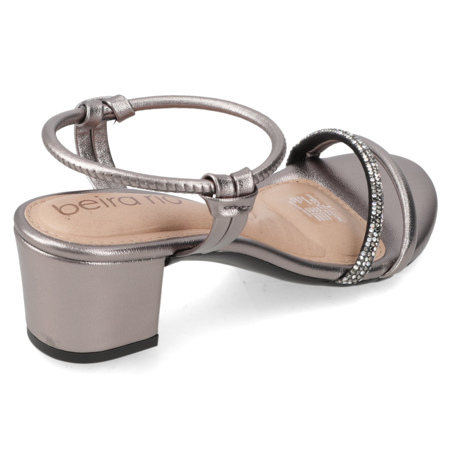 Sandalia Taco Ancho Medio Grafito Beira Rio Ecocuero Metalizado 35 / Grafito